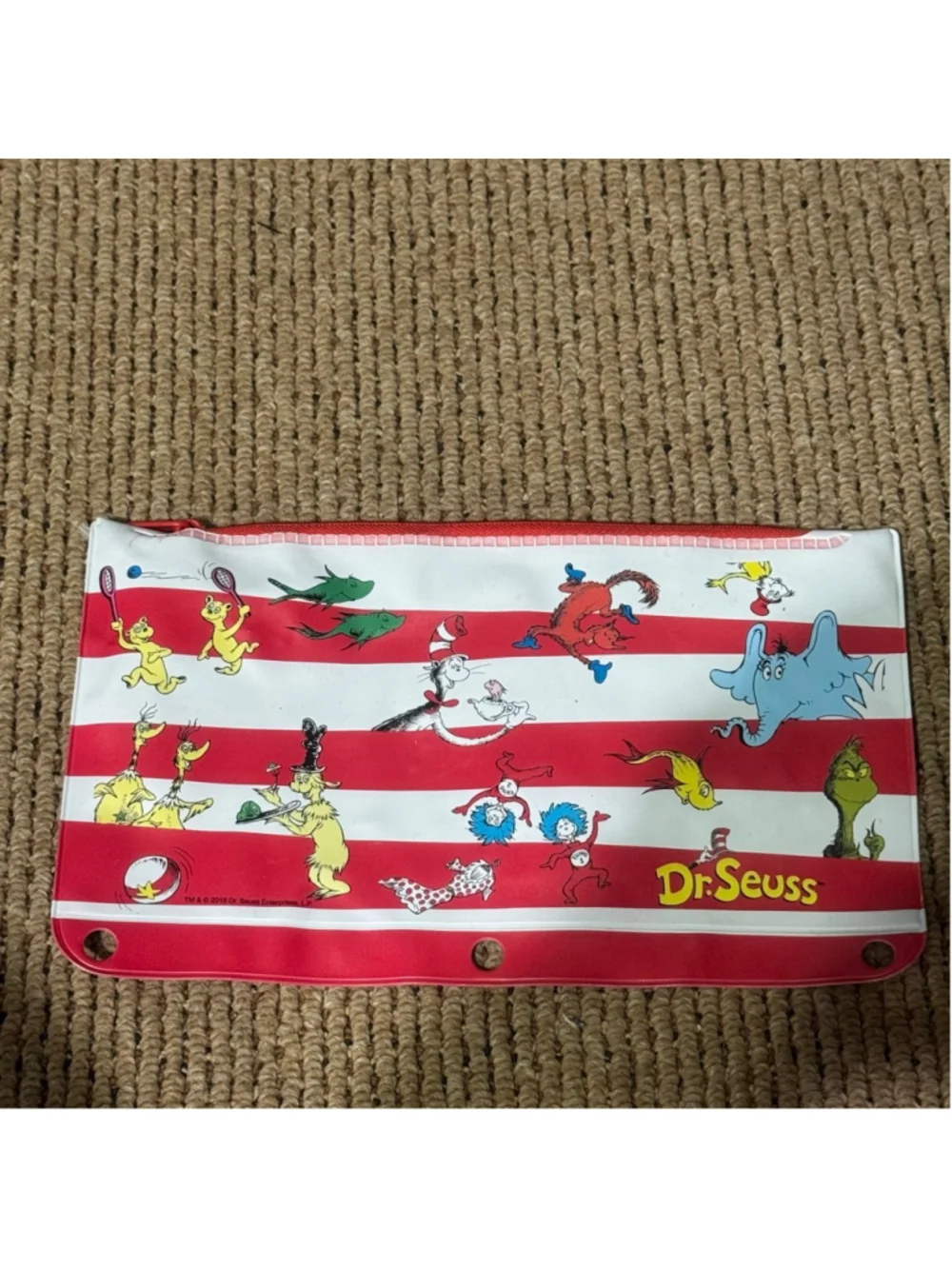 Dr. Seuss Character Pencil Pouch Binder Zipper Case Cat in the Hat Grinch 2018
